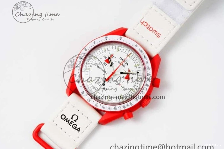 0705 Speedmaster Misson To Mars 1:1 Best Edition White Dial On Nylon Strap Quartz Bold 7862